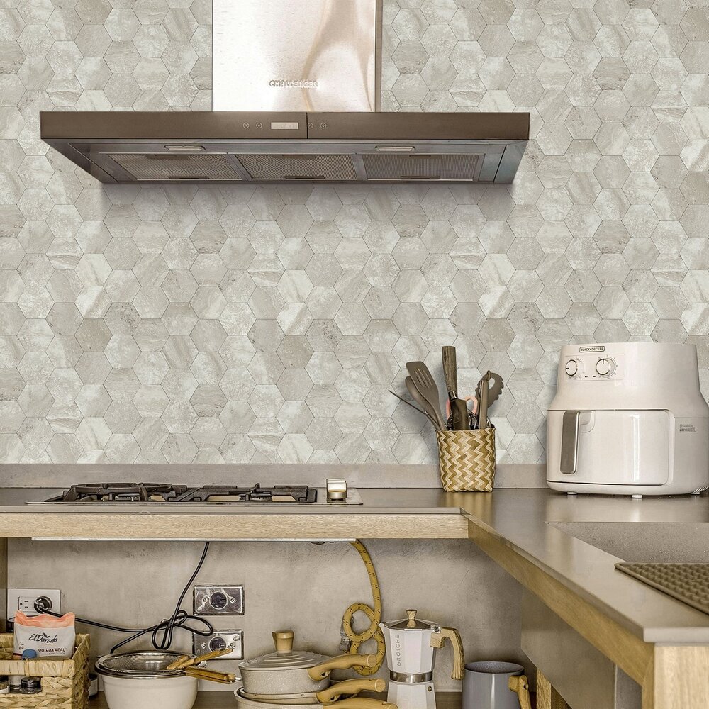 Oppio XL Stone Taupe HEXAGON - Zelfklevend Mozaïek 290x288mm