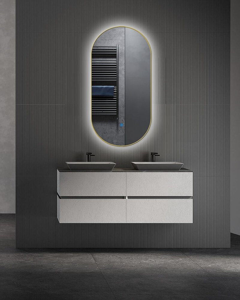 Oppio ELLIPS - 40x75 CM ( GOUD ) Toilet / Badkamerspiegel met verlichting Oppio ELLIPS - 40x75 CM ( GOUD ) Toilet / Badkamerspiegel met verlichting