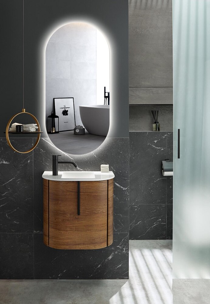 Oppio ELLIPS - 40x75 CM ( Randloos ) Toilet / Badkamerspiegel met verlichting Oppio ELLIPS - 40x75 CM ( Randloos ) Toilet / Badkamerspiegel met verlichting