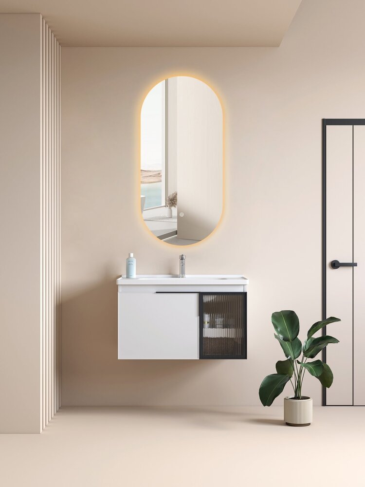 Oppio ELLIPS - 40x75 CM ( Randloos ) Toilet / Badkamerspiegel met verlichting Oppio ELLIPS - 40x75 CM ( Randloos ) Toilet / Badkamerspiegel met verlichting