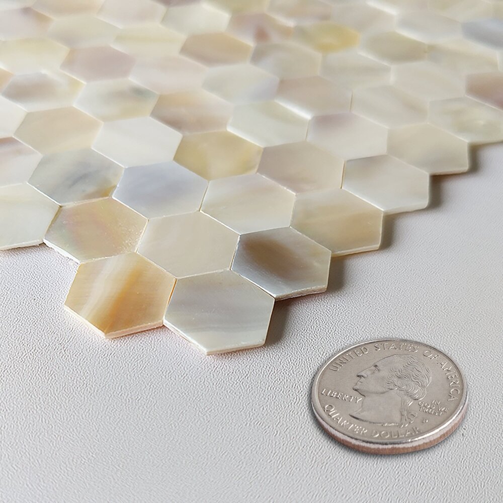 Oppio SHELL Tiles - Mother of PEARL HEXAGON wit - Zelfklevend Mozaiek 305x305x3.3mm