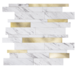 Wit Marmerlook met GOUDEN ALU Wildverband - Zelfklevend Mozaiek 303x298x4mm