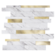 Oppio Wit Marmerlook met GOUDEN ALU Wildverband - Zelfklevend Mozaiek 303x298x4mm Oppio Wit Marmerlook met GOUDEN ALU Wildverband - Zelfklevend Mozaiek 303x298x4mm