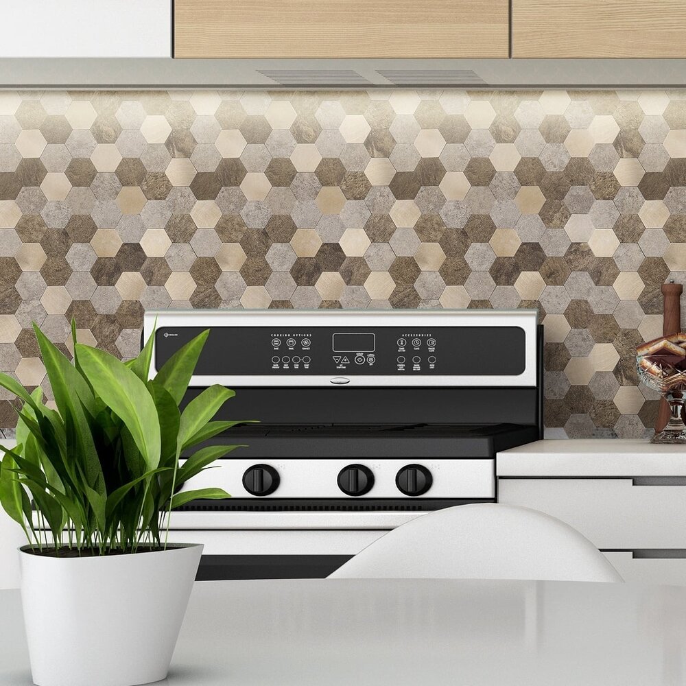 Oppio Bruin-Koper MIX HEXAGON - Zelfklevend Mozaiek 288x280x4mm Oppio Bruin-Koper MIX HEXAGON - Zelfklevend Mozaiek 288x280x4mm