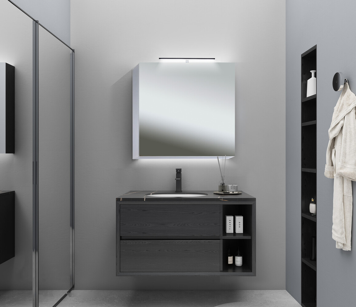 VANITY Spiegelkast 60x60 ( RANDLOOS ) Badkamerspiegel met verlichting VANITY Spiegelkast 60x60 ( RANDLOOS ) Badkamerspiegel met verlichting