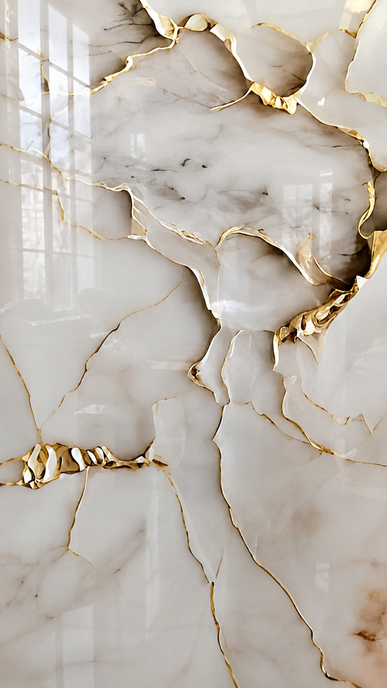 Oppio €37 PER PANEEL - 120x280x0,3 cm - PVC Wandpaneel Fantasy Gold -  Hoogglans