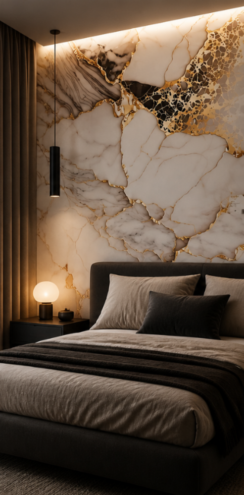 Oppio €37 PER PANEEL - 120x280x0,3 cm - PVC Wandpaneel Fantasy Gold -  Hoogglans