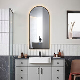 Oppio ARCH TOOG – 45×100 CM (ZWART) Toilet / Badkamerspiegel met verlichting