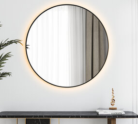 Oppio LUNA - 80 CM ( ZWART ) Badkamerspiegel met verlichting