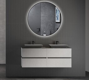 Oppio LUNA - 60 CM ( ZWART ) Badkamerspiegel met verlichting
