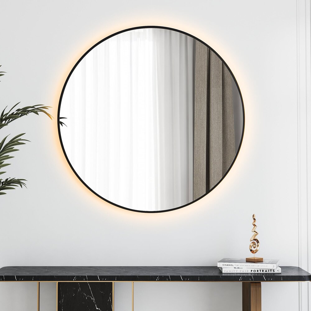 Oppio LUNA - 60 CM ( ZWART ) Badkamerspiegel met verlichting