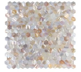 Oppio SHELL Tiles - Mother of PEARL HEXAGON wit - Zelfklevend Mozaiek 305x305x3.3mm Oppio SHELL Tiles - Mother of PEARL HEXAGON wit - Zelfklevend Mozaiek 305x305x3.3mm