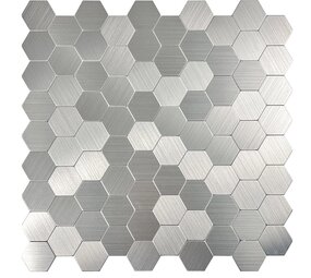 Oppio Geborsteld Zilver HEXAGON - Zelfklevend Mozaiek 291x286x4mm Oppio Geborsteld Zilver HEXAGON - Zelfklevend Mozaiek 291x286x4mm