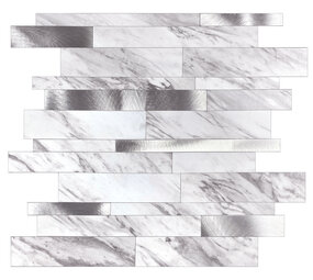 Oppio Wit marmerlook Natuursteen ALU Wildverband - Zelfklevend Mozaiek 303x298x4mm Oppio Wit marmerlook Natuursteen ALU Wildverband - Zelfklevend Mozaiek 303x298x4mm