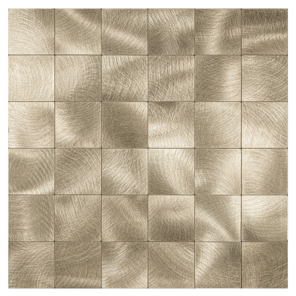 Oppio XL Geborsteld Goud - Grote blokken - Zelfklevend Mozaiek 305x305x4mm Oppio XL Geborsteld Goud - Grote blokken - Zelfklevend Mozaiek 305x305x4mm