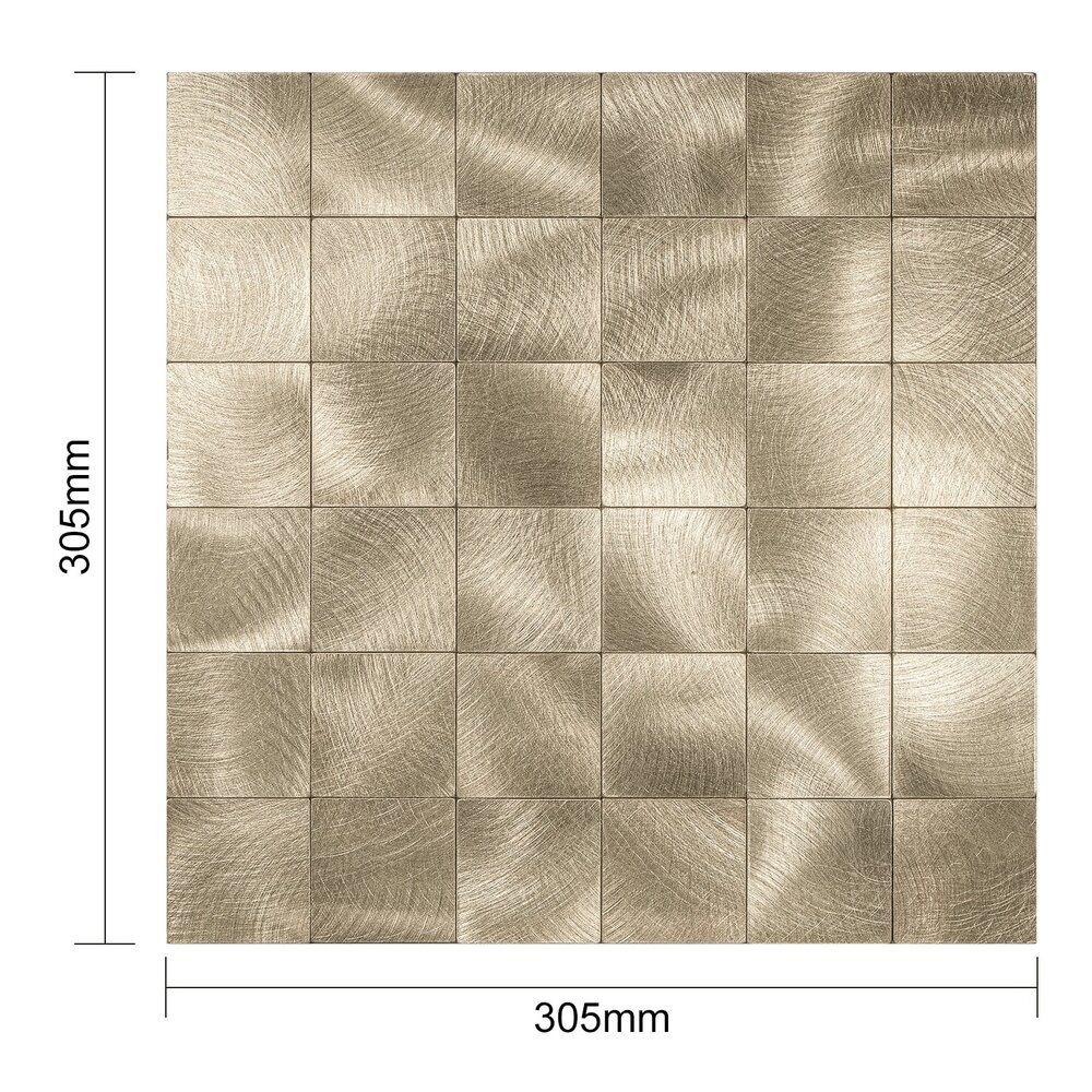 Oppio XL Geborsteld Goud - Grote blokken - Zelfklevend Mozaiek 305x305x4mm Oppio XL Geborsteld Goud - Grote blokken - Zelfklevend Mozaiek 305x305x4mm