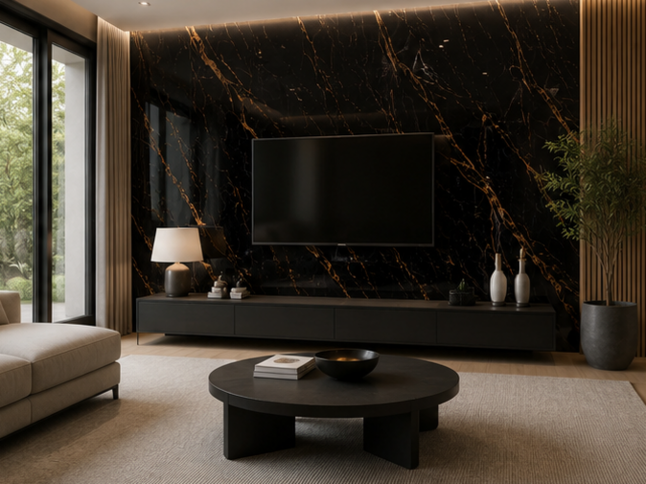 Oppio €37 PER PANEEL - 120x280x0,3 cm - PVC Wandpaneel Ceasar Black - Zwart Goud Hoogglans Oppio €37 PER PANEEL - 120x280x0,3 cm - PVC Wandpaneel Ceasar Black - Zwart Goud Hoogglans