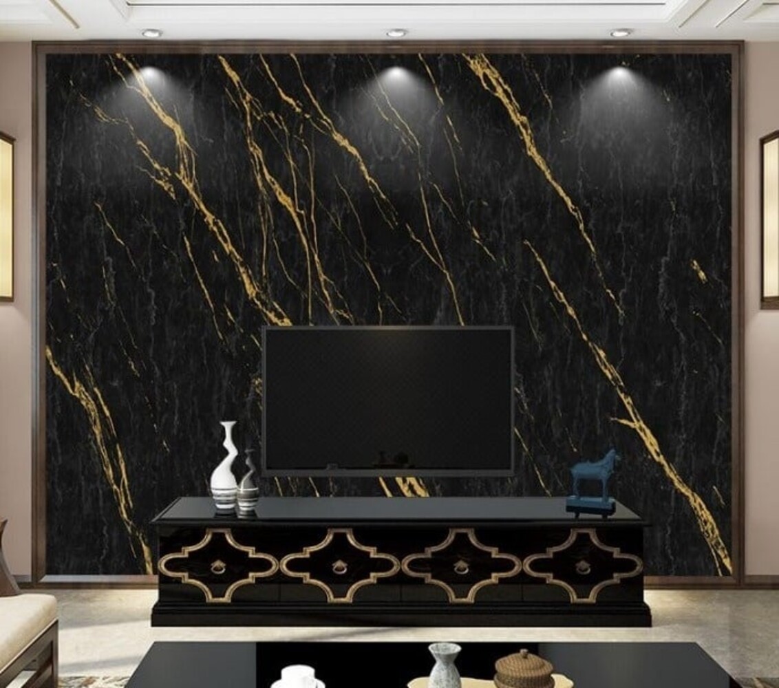 Oppio €37 PER PANEEL - 120x280x0,3 cm - PVC Wandpaneel Ceasar Black - Zwart Goud Hoogglans Oppio €37 PER PANEEL - 120x280x0,3 cm - PVC Wandpaneel Ceasar Black - Zwart Goud Hoogglans