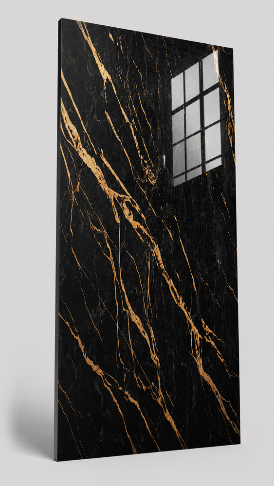 Oppio €37 PER PANEEL - 120x280x0,3 cm - PVC Wandpaneel Ceasar Black - Zwart Goud Hoogglans Oppio €37 PER PANEEL - 120x280x0,3 cm - PVC Wandpaneel Ceasar Black - Zwart Goud Hoogglans