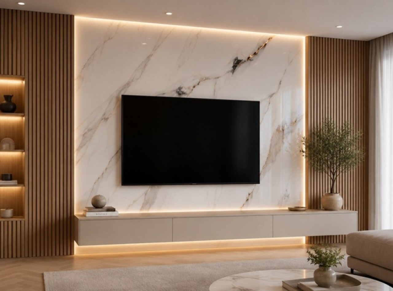 Oppio €37 PER PANEEL - 120x280x0,3 cm - PVC Wandpaneel Calacatta Gold Hoogglans