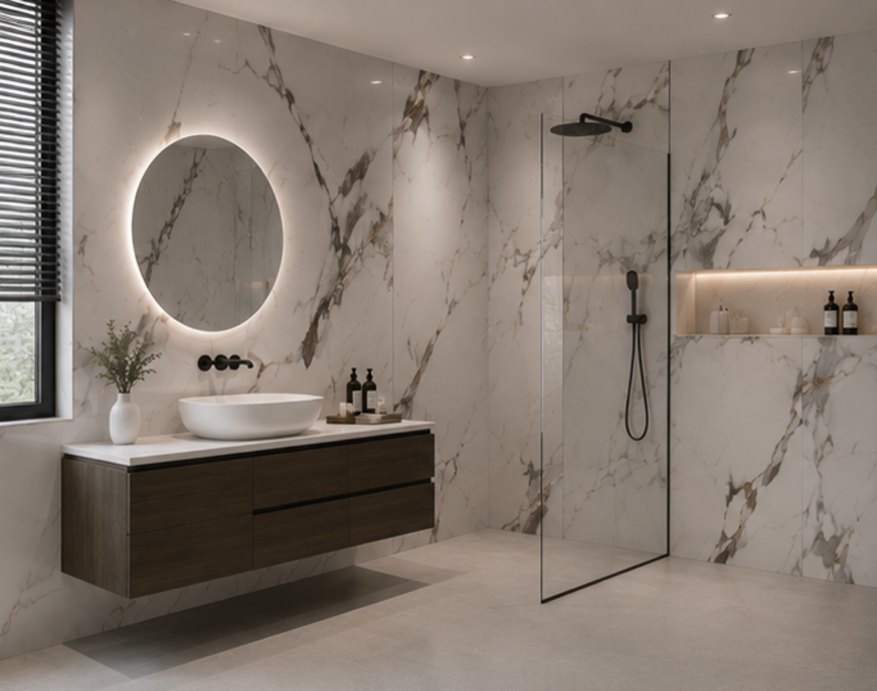 Oppio €37 PER PANEEL - 120x280x0,3 cm - PVC Wandpaneel Calacatta Gold Hoogglans