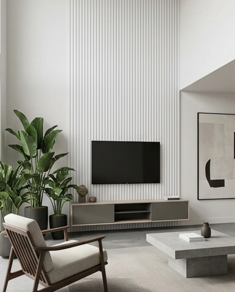 Oppio €25 PER PANEEL - 260x60 cm Wit Akoestische wand panelen lattenwand met Witte Vilt Oppio €25 PER PANEEL - 260x60 cm Wit Akoestische wand panelen lattenwand met Witte Vilt
