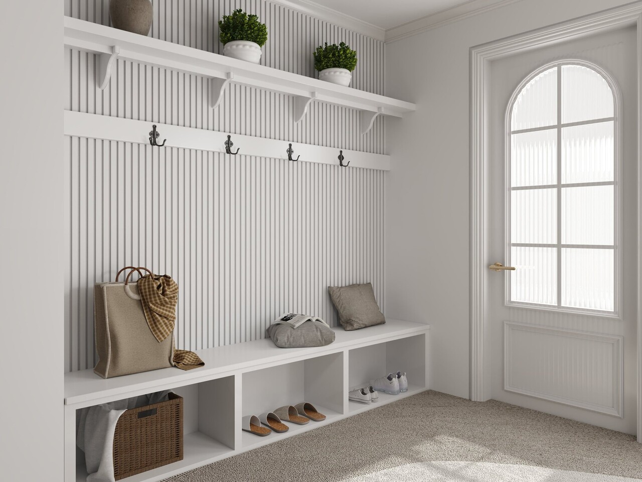 Oppio €25 PER PANEEL - 260x60 cm Wit Akoestische wand panelen lattenwand met Witte Vilt Oppio €25 PER PANEEL - 260x60 cm Wit Akoestische wand panelen lattenwand met Witte Vilt