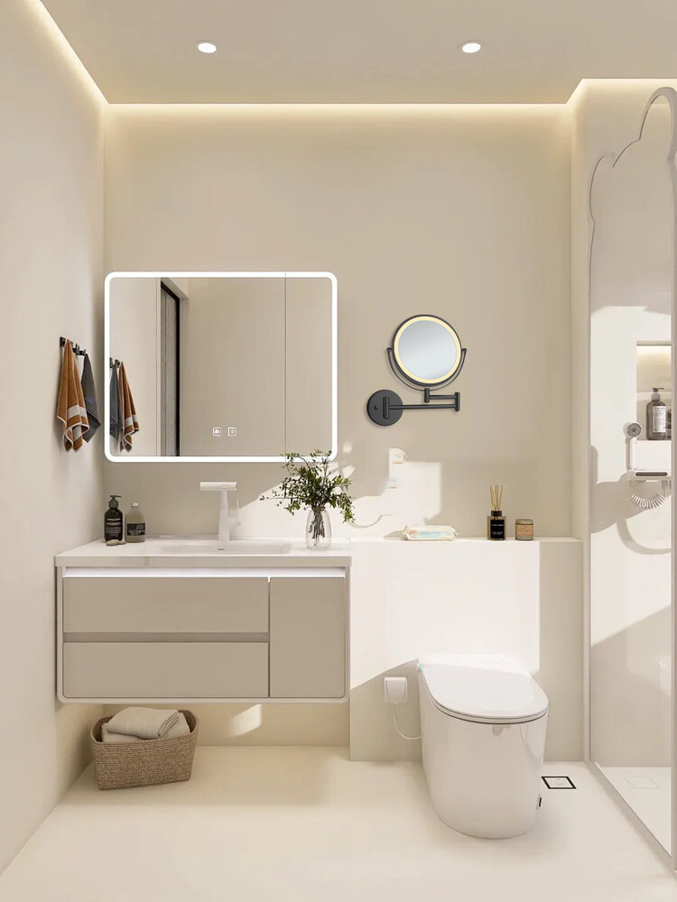 Oppio COSMO make-up spiegel (ZWART) Toilet / Badkamerspiegel met verlichting