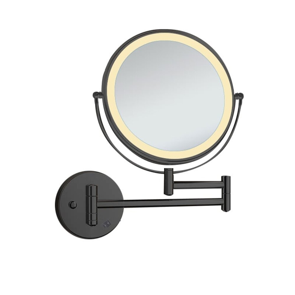 Oppio COSMO make-up spiegel (ZWART) Toilet / Badkamerspiegel met verlichting
