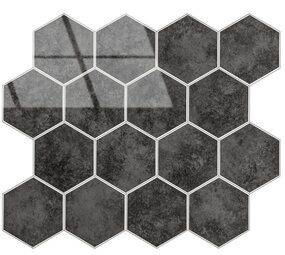 Oppio Antraciet Marble  Hexagon - Zelfklevende Mozaïek 29.2x25.4x3.3 mm