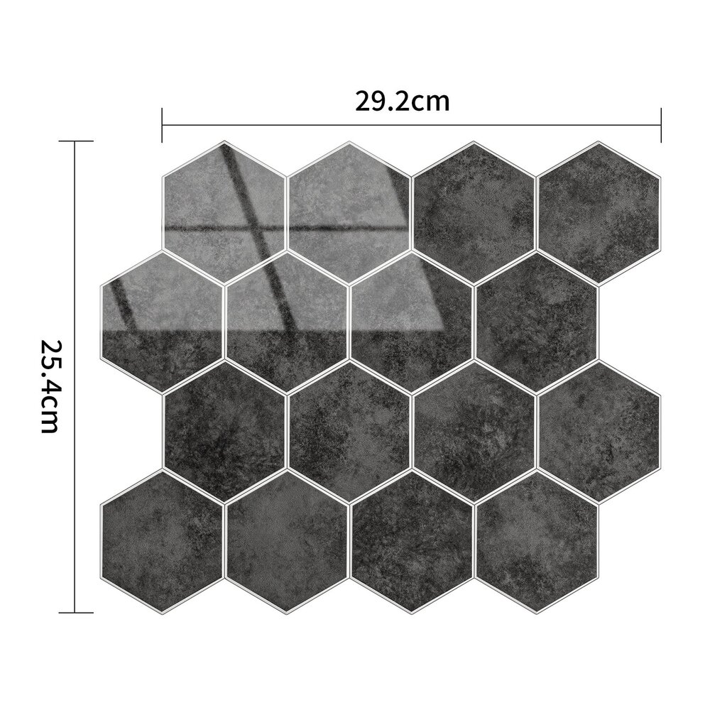 Oppio Antraciet Marble  Hexagon - Zelfklevende Mozaïek 29.2x25.4x3.3 mm