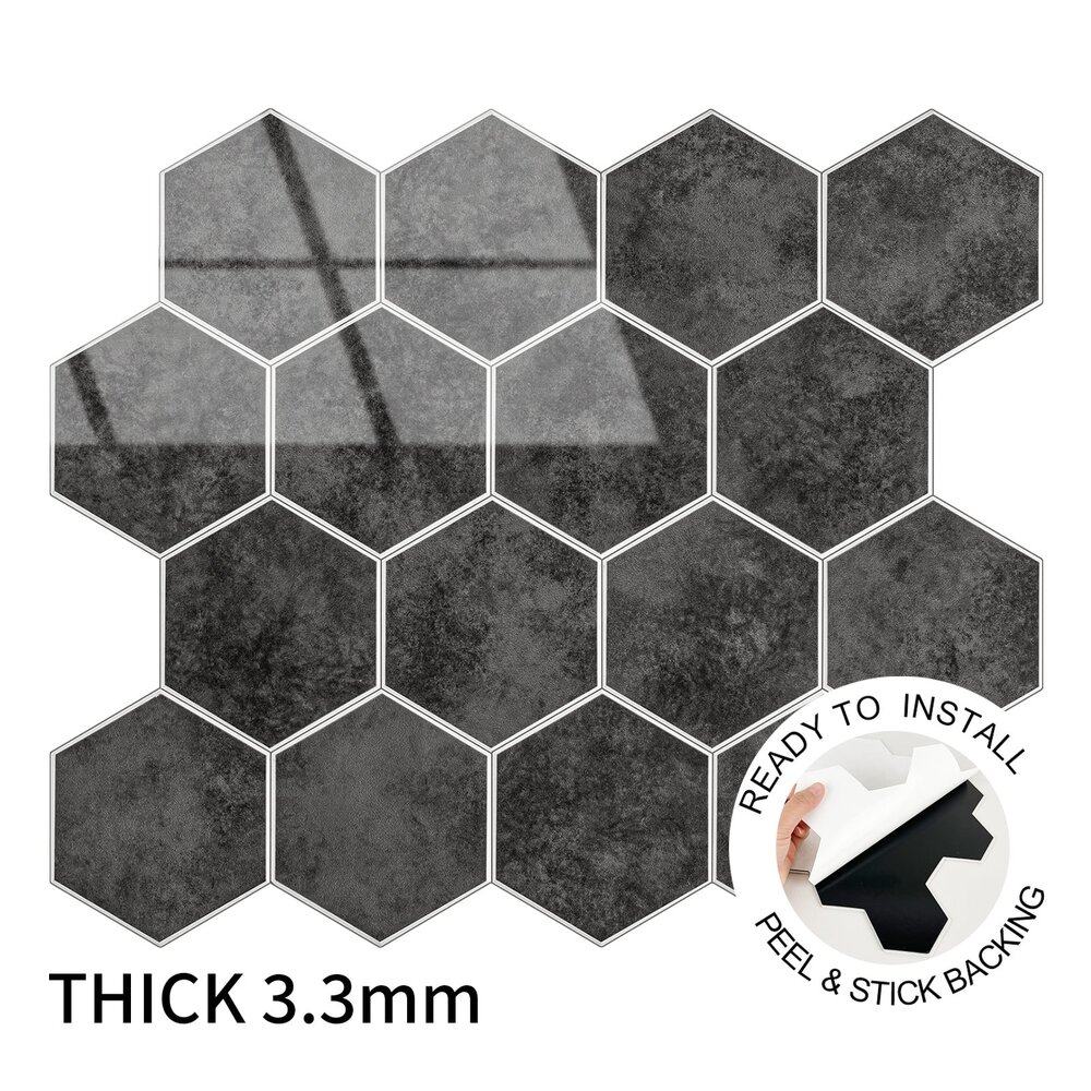 Oppio Antraciet Marble  Hexagon - Zelfklevende Mozaïek 29.2x25.4x3.3 mm