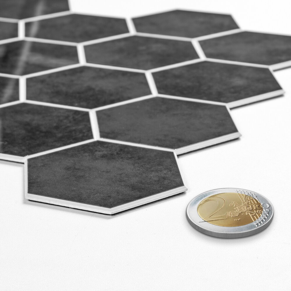 Oppio Antraciet Marble  Hexagon - Zelfklevende Mozaïek 29.2x25.4x3.3 mm