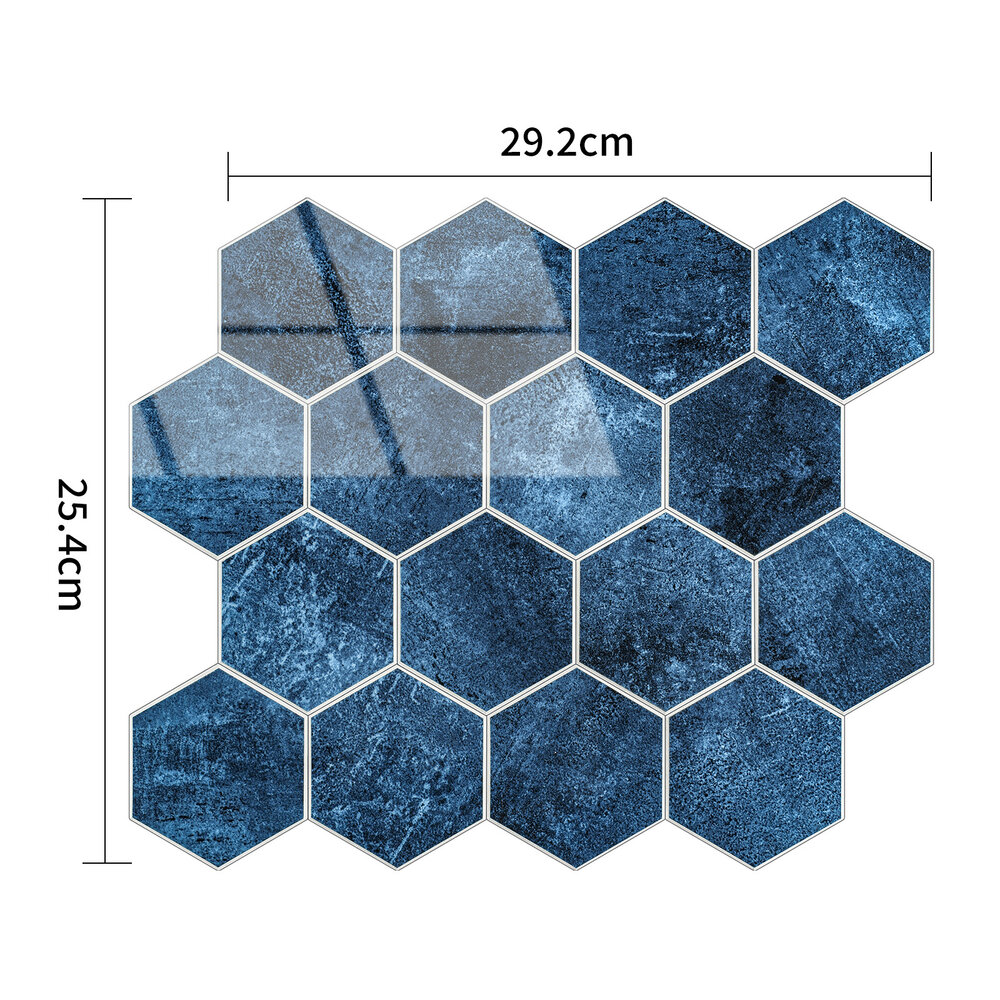 Oppio BLUE MARBLE Hexagon - Zelfklevende Mozaïek 29.2x25.4x3.3 mm