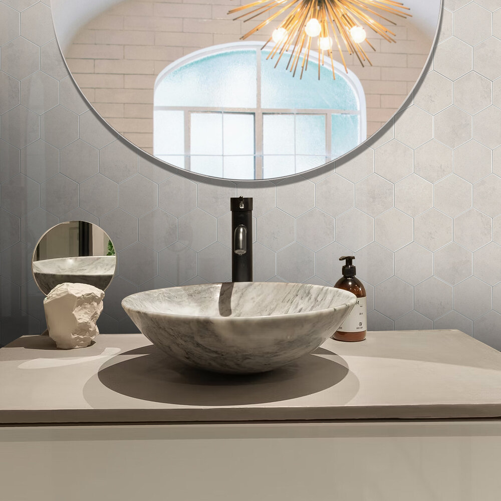 Oppio BEIGE MARBLE  Hexagon - Zelfklevende Mozaïek 29.2x25.4x3.3 mm