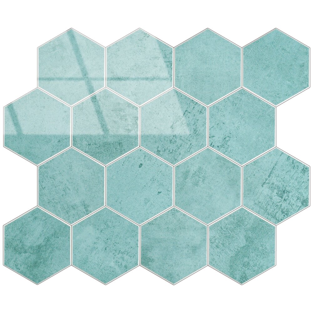 Oppio BALTIC BLUE Hexagon - Zelfklevende Mozaïek 29.2x25.4x3.3 mm