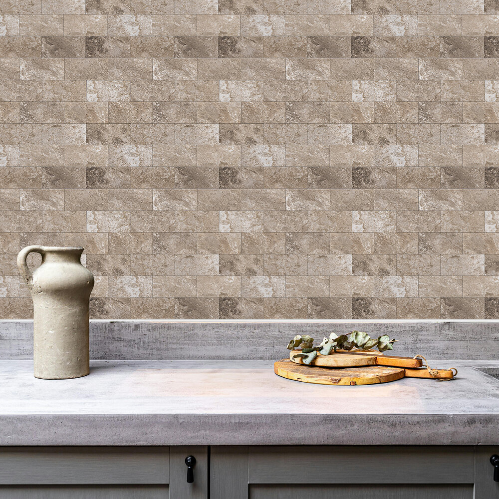 Oppio Natuursteen Taupe METRO - Zelfklevend Mozaïek