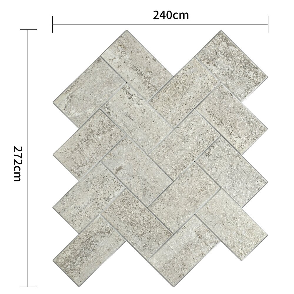 Oppio XL Visgraat Stone Taupe - Zelfklevend Mozaïek