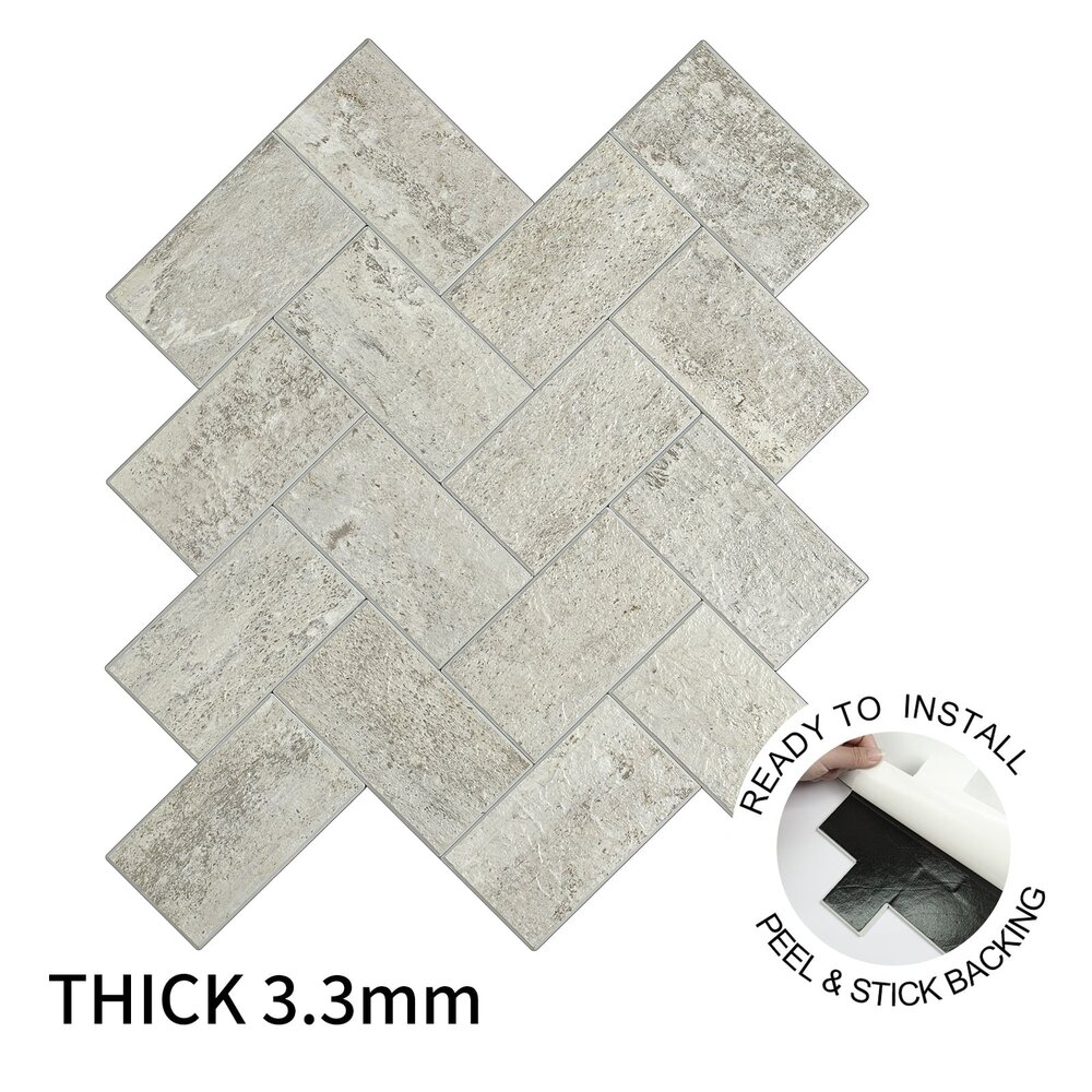 Oppio XL Visgraat Stone Taupe - Zelfklevend Mozaïek