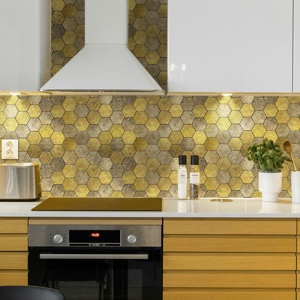 Oppio XL Honey Stone HEXAGON - Zelfklevende Mozaïek Oppio XL Honey Stone HEXAGON - Zelfklevende Mozaïek