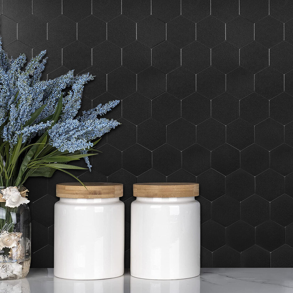 Oppio XL Midnight Black HEXAGON MAT - Zelfklevende Mozaïek Oppio XL Midnight Black HEXAGON MAT - Zelfklevende Mozaïek