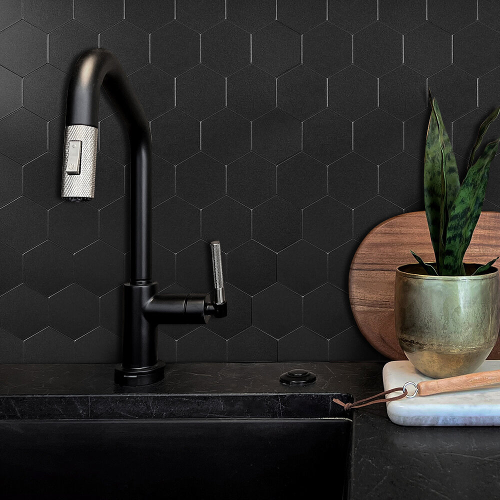Oppio XL Midnight Black HEXAGON MAT - Zelfklevende Mozaïek Oppio XL Midnight Black HEXAGON MAT - Zelfklevende Mozaïek