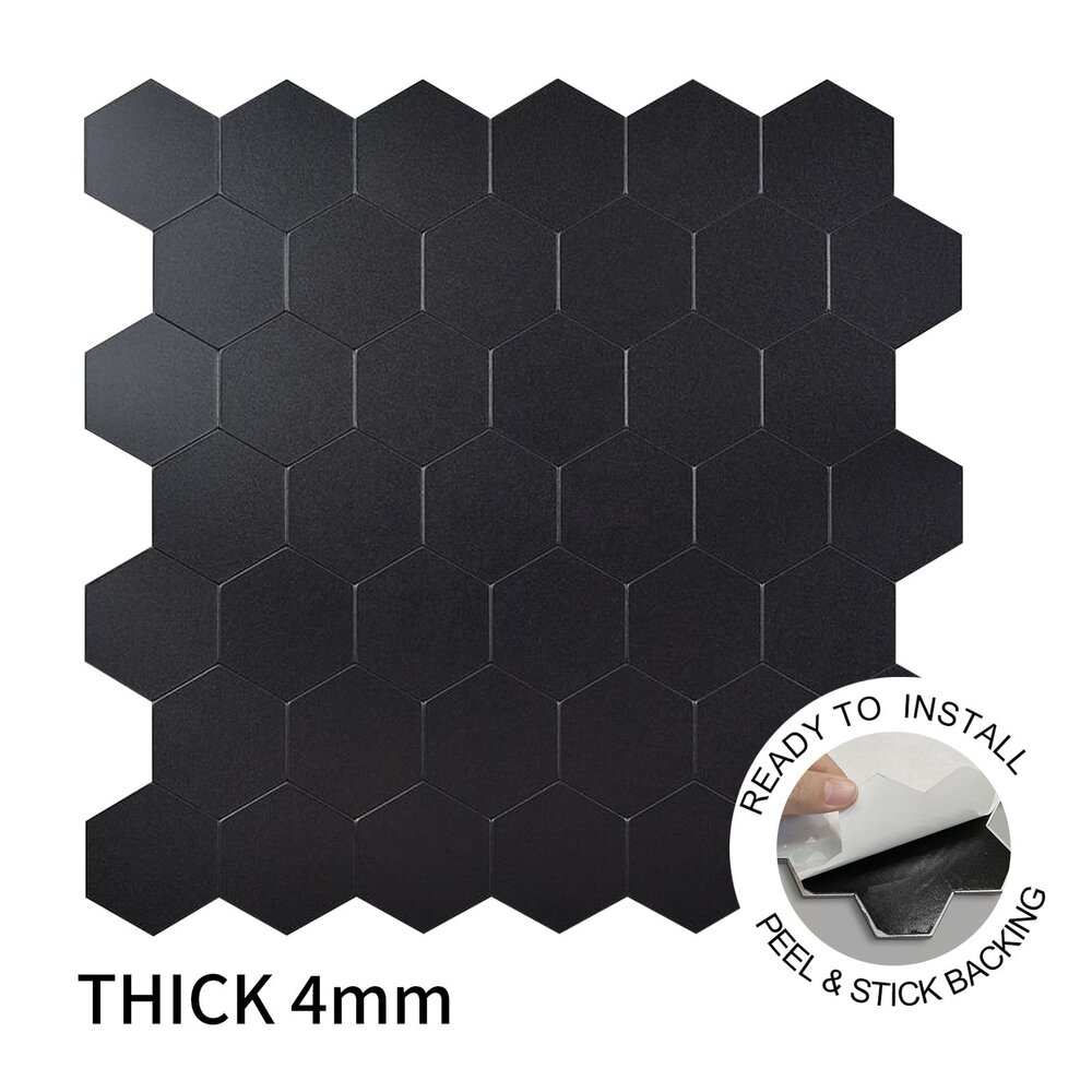 Oppio XL Midnight Black HEXAGON MAT - Zelfklevende Mozaïek Oppio XL Midnight Black HEXAGON MAT - Zelfklevende Mozaïek