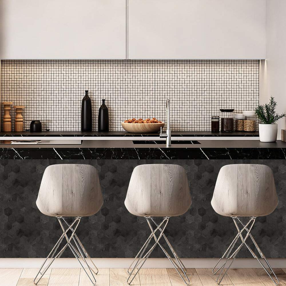 Oppio XL Antraciet Leisteen HEXAGON - Zelfklevend Mozaïek  290x288mm