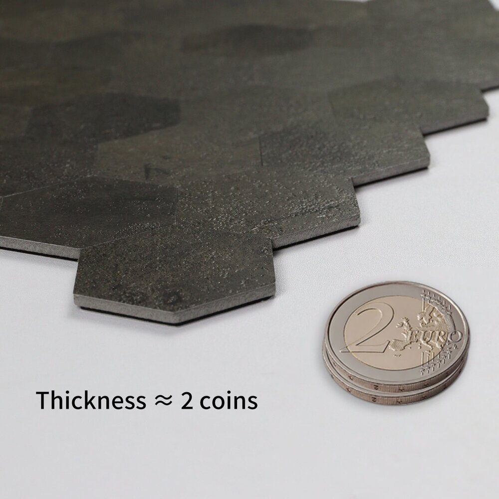 Oppio XL Antraciet Leisteen HEXAGON - Zelfklevend Mozaïek  290x288mm