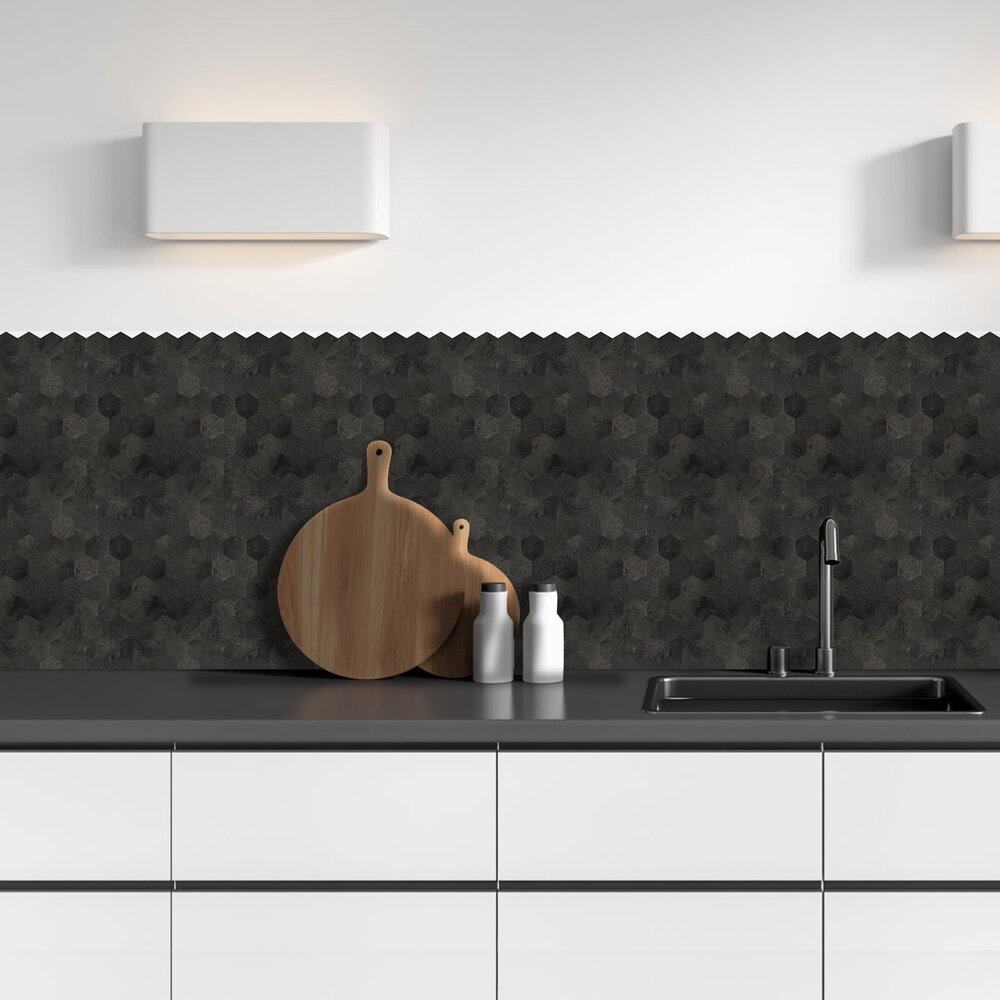 Oppio XL Antraciet Leisteen HEXAGON - Zelfklevend Mozaïek  290x288mm