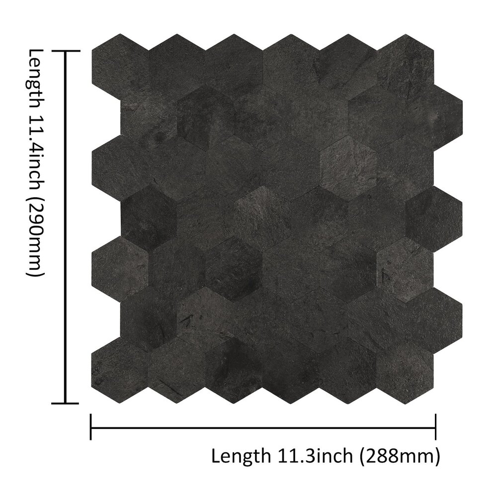 Oppio XL Antraciet Leisteen HEXAGON - Zelfklevend Mozaïek  290x288mm