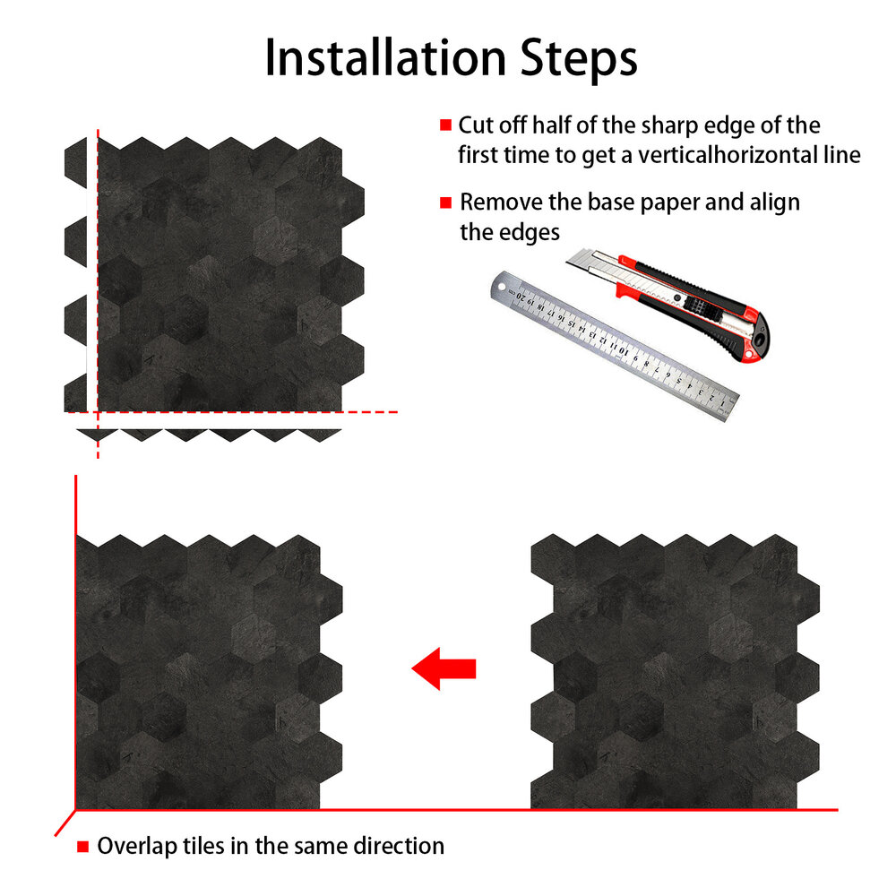 Oppio XL Antraciet Leisteen HEXAGON - Zelfklevend Mozaïek  290x288mm
