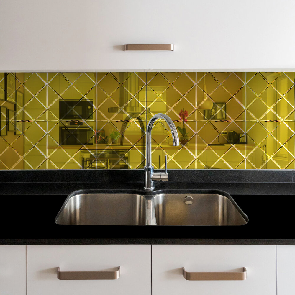 Oppio GOLD Glass - Zelfklevend Mozaiek 300x300x4mm