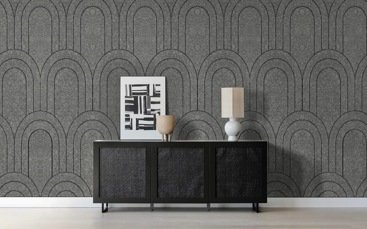 Oppio OPPIO Viltpaneel Grijs - BAROK - 60x280 cm - Brandvertragend & Geluiddempend